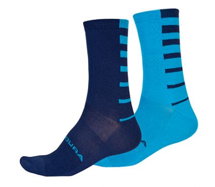 Zeķes Endura Coolmax® Stripe Socks  (Twin Pack) ElectricBlue