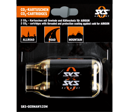 CO2 kartridža kompleks SKS Co2 16G Cartridge Set Of 2 Pcs For Airbuster, Threaded Gold