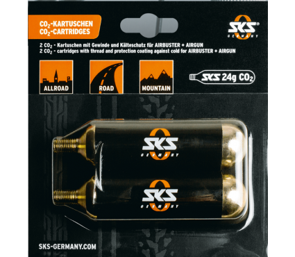 CO2 kartridža kompleks SKS Co2 24G Cartridge Set Of 2 Pcs For Airbuster, Threaded Gold