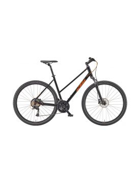 Velosipēds KTM X-LIFE TRACK D black (orange+silver) 2x8 Shimano Acera