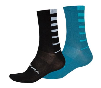 Zeķes Endura Coolmax® Stripe Socks  (Twin Pack) Kingfisher