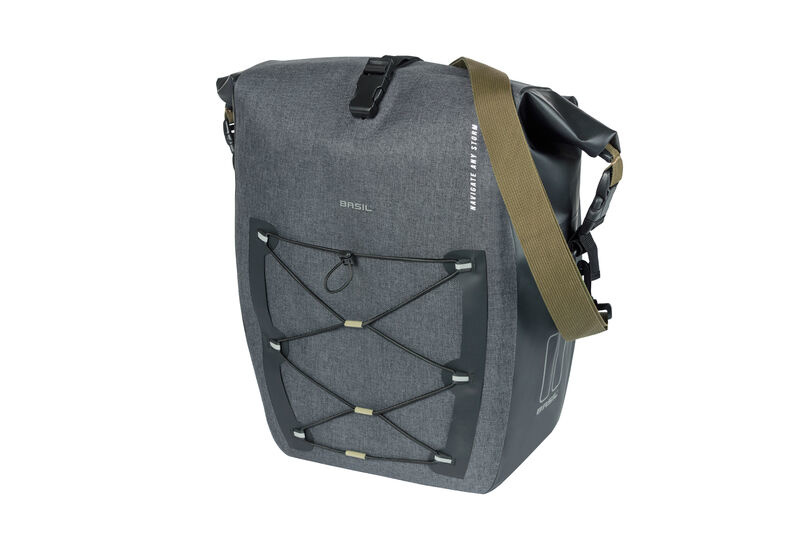 Bagāžnieka soma Basil Navigator Storm L, single pannier bag, 25-31L, black